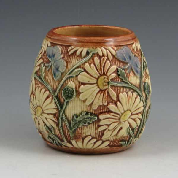 Appraisal: Weller Knifewood vase in gloss colors with butterflies and daisies