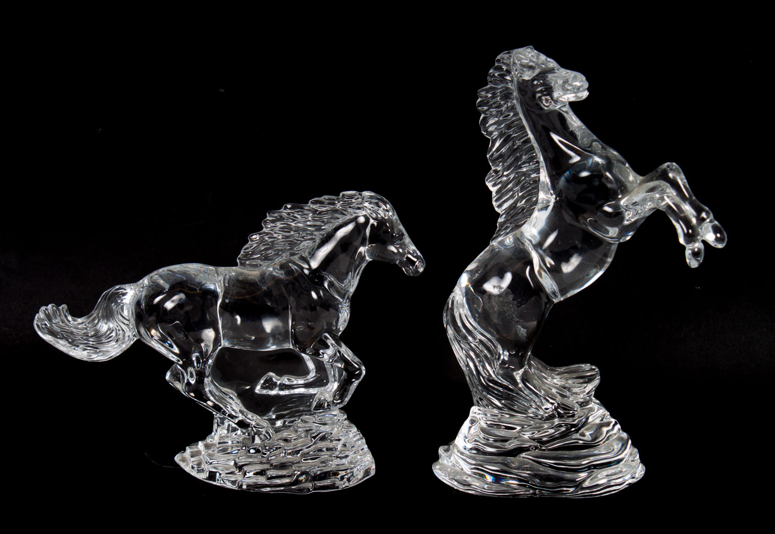 Appraisal: Two Waterford crystal horses rearing horse and galloping horse each