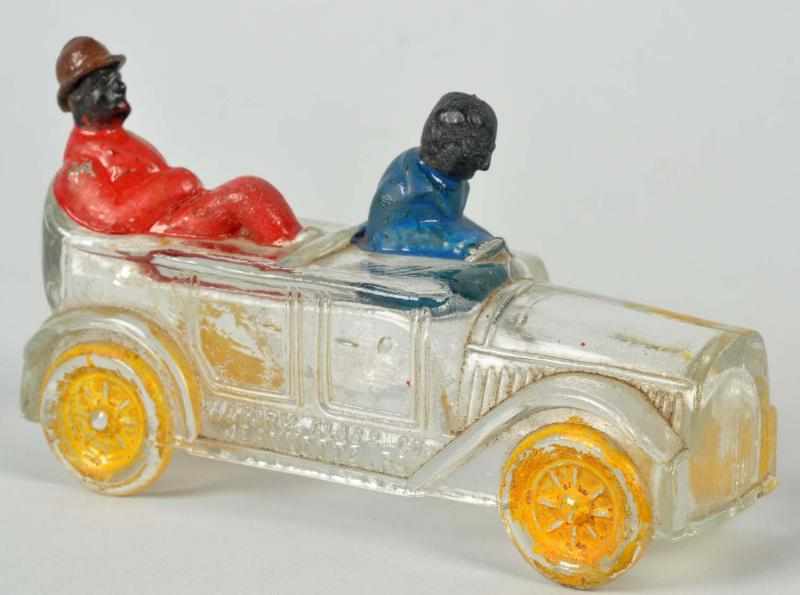 Appraisal: Painted Glass Amos N Andy Car Candy Container Wonderful original