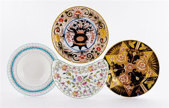 Appraisal: English porcelain plates and dish th century three Imari pattern