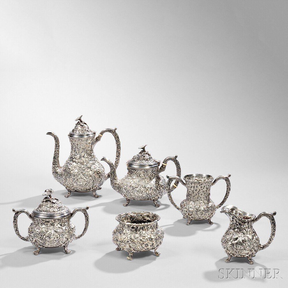 Appraisal: Six-piece Baltimore Rose Pattern Sterling Silver Tea and Coffee Service