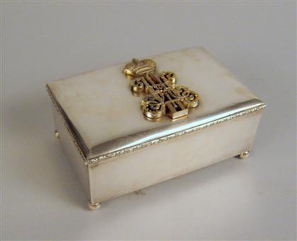 Appraisal: Russian silver cigar box Rectangular form the cushion shaped lid