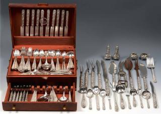 Appraisal: Kirk Repousse Sterling Flatware total pcs Large and extensive collection