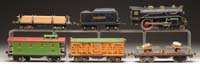 Appraisal: LIONEL STANDARD GAUGE LOCO TENDER AND THREE FREIGHT CARS Black