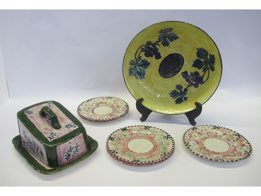 Appraisal: Pottery bowl plates and a butter dish marked Longniddry