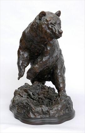 Appraisal: TIM SHINABARGER b BRONZE FIGURE OF A BEAR DIGGING x