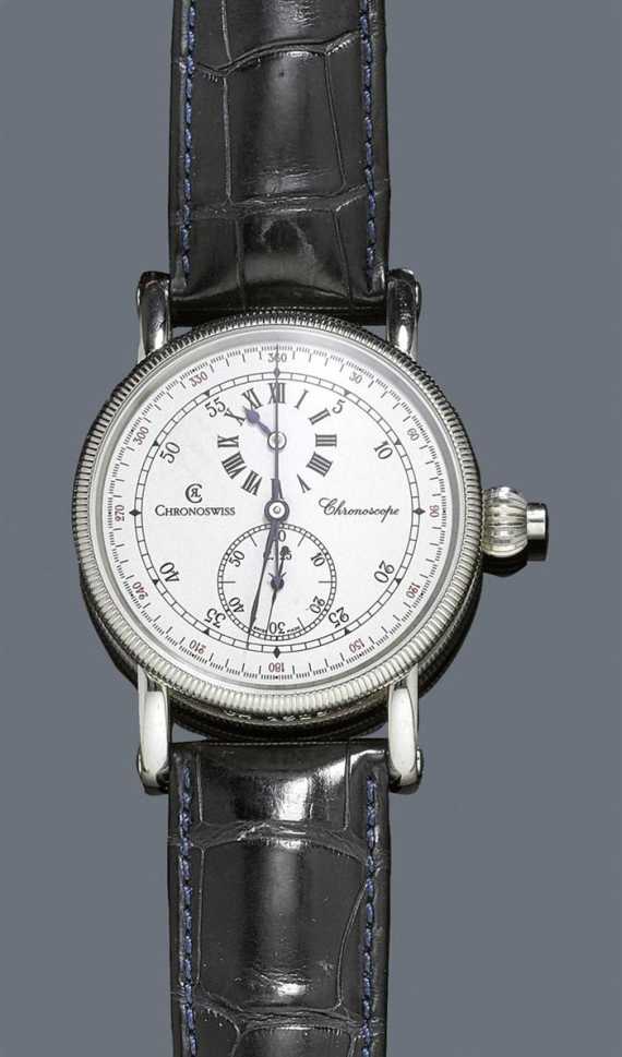 Appraisal: GENTLEMAN'S WRISTWATCH AUTOMATIC CHRONOSWISS CHRONOSCOPE Steel Ref CH Steel case