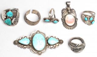 Appraisal: Native American Sterling Silver Jewelry Articles Including Robert Becenti and