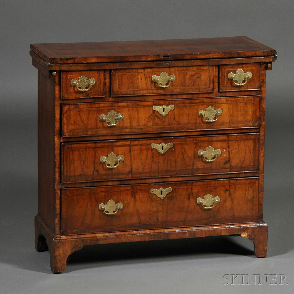 Appraisal: George II Walnut Veneer Writing Bureau England mid- th century