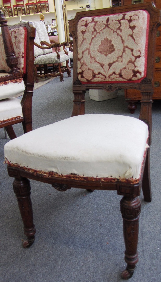 Appraisal: A set of six Victorian oak Gothic Revival dining chairs