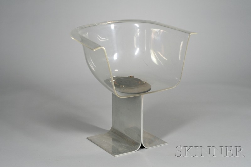 Appraisal: Lucite Chair Lucite and aluminum Mid th century Even arm