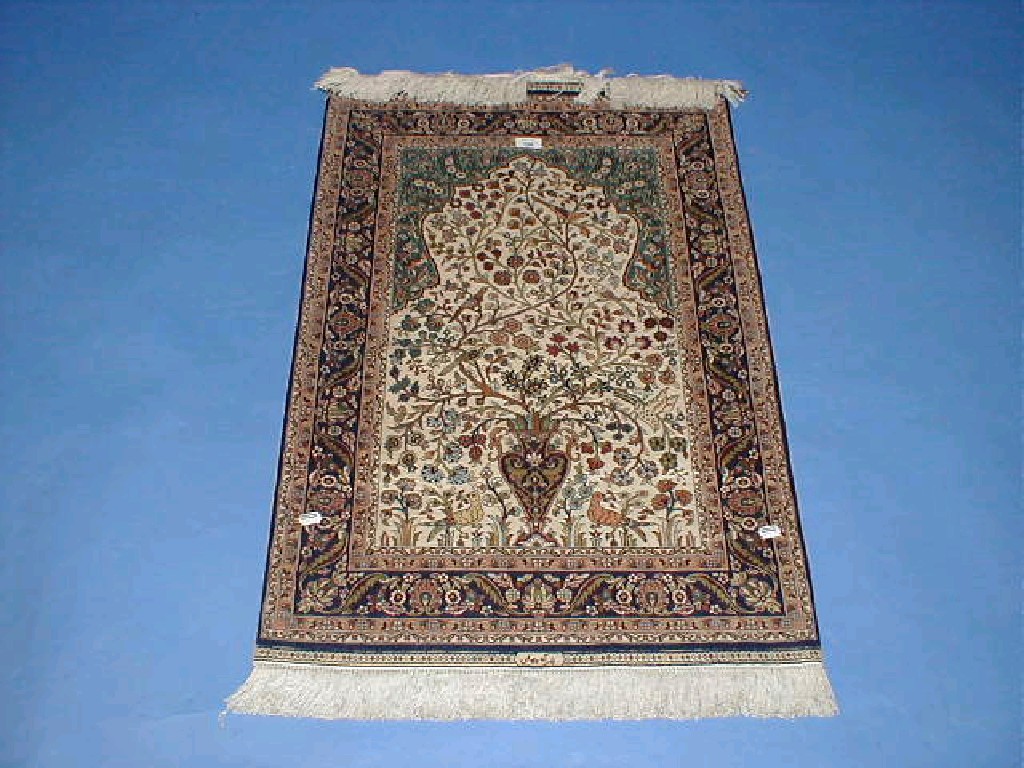 Appraisal: A mid thC Persian design silk prayer rug or wall