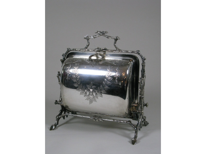 Appraisal: Silverplate Biscuit Box English late th c hinged form with