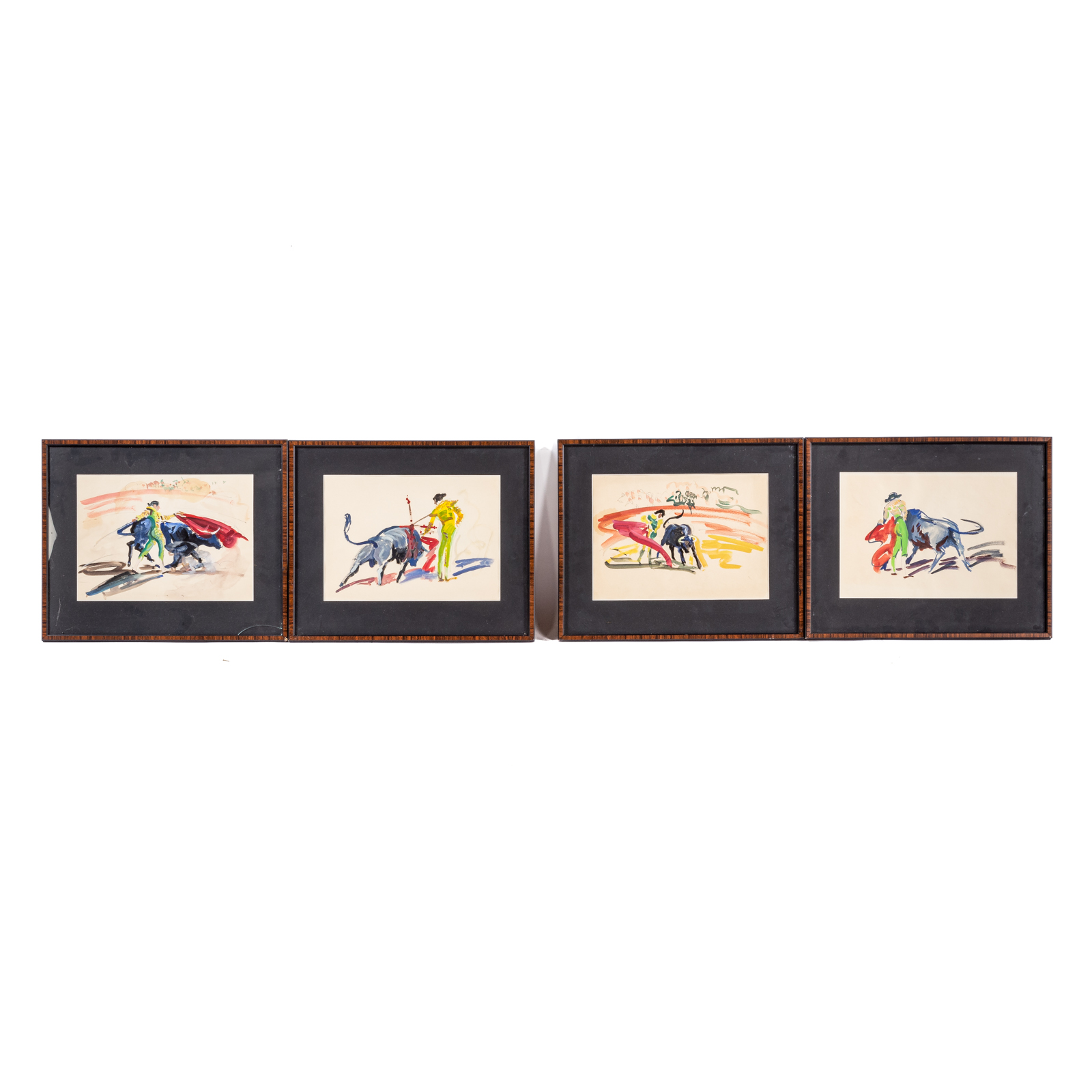 Appraisal: TRAFFORD KLOTS FOUR BULLFIGHT THEMED WATERCOLORS Trafford Partridge Klots American