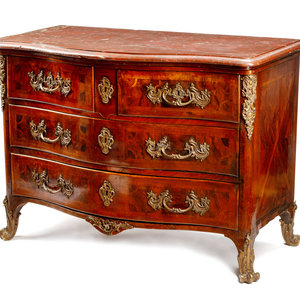 Appraisal: A R gence Gilt Bronze Mounted Parquetry Marble-Top Commode th