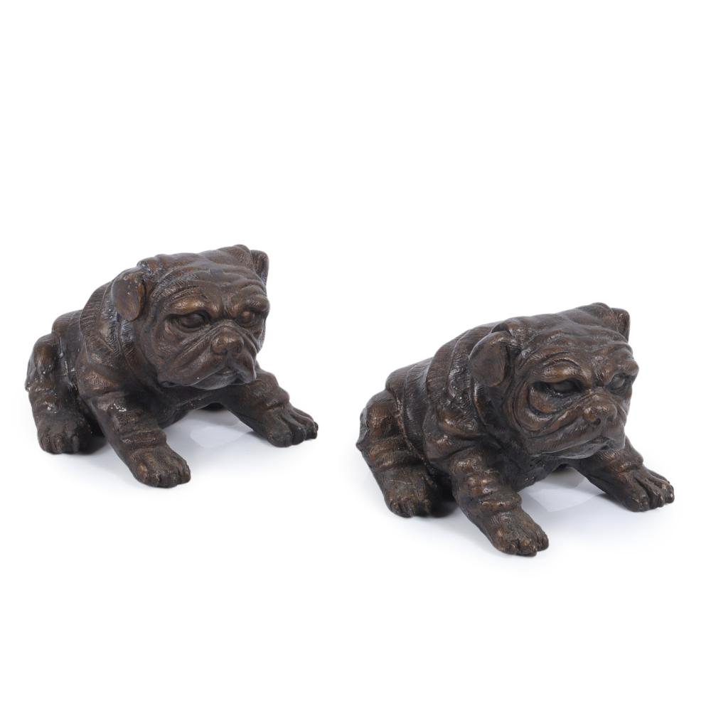 Appraisal: PAIR OF BRONZE CLAD SEATED BULLDOG SCULPTURES WEIGHTS OR DOORSTOPS