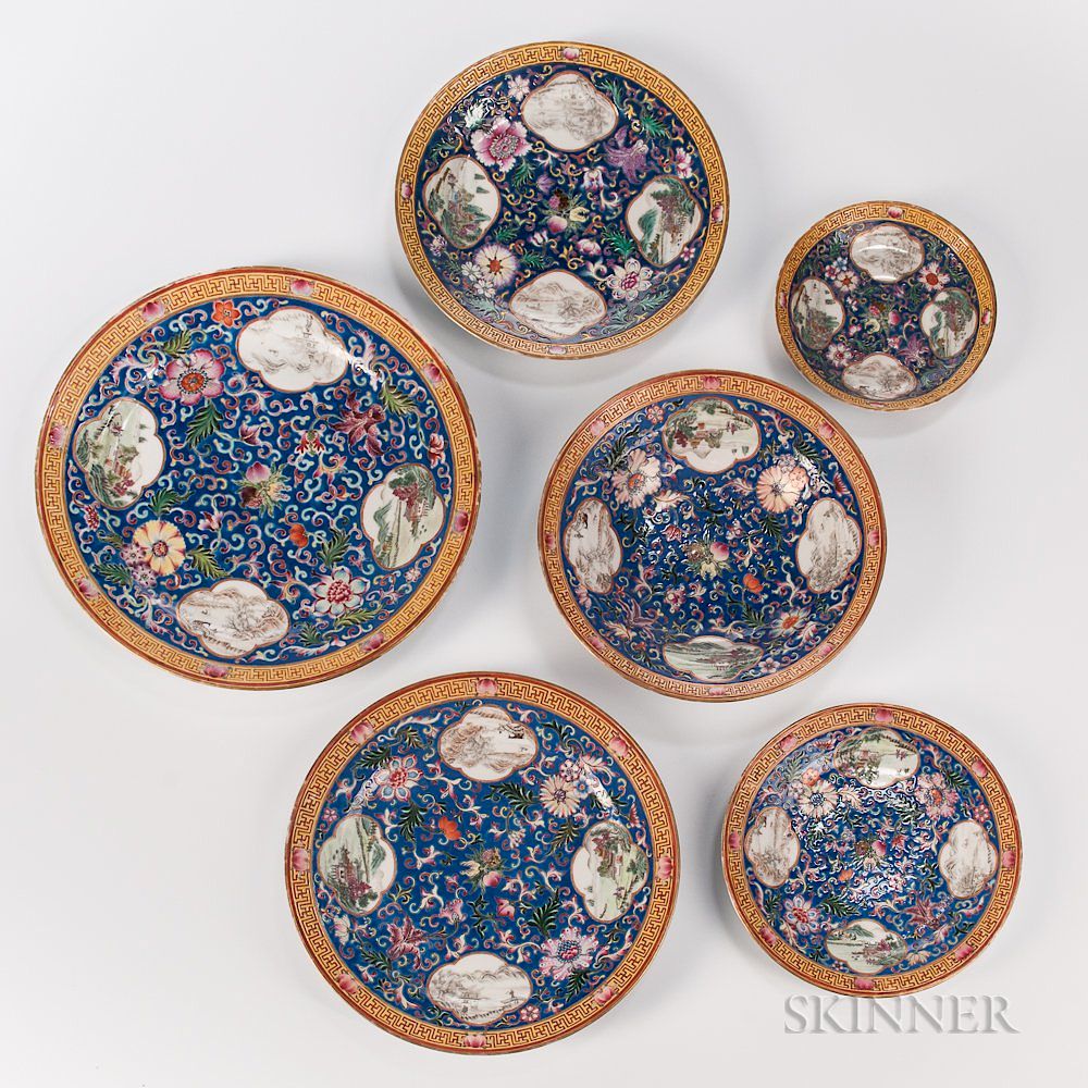 Appraisal: Set of Six Enameled Dishes Set of Six Enameled Dishes