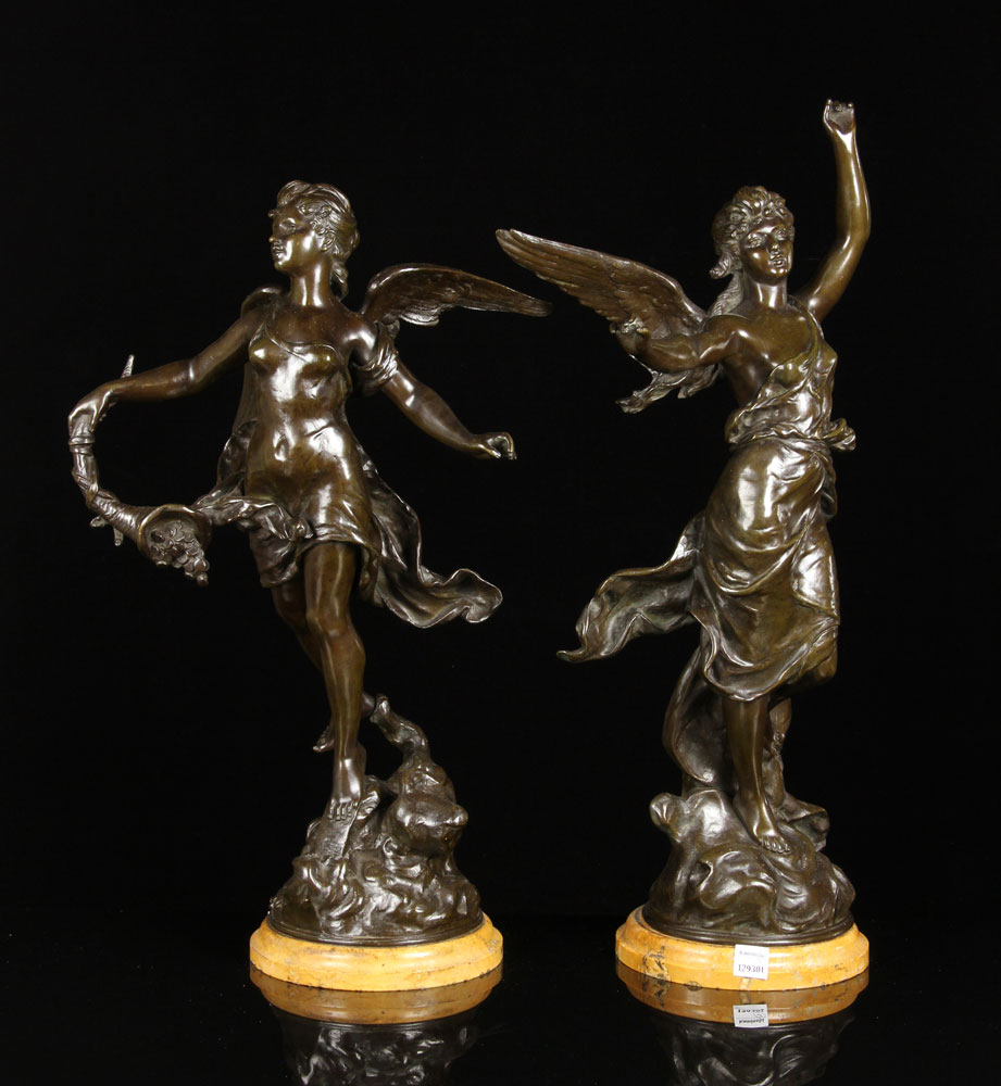 Appraisal: - Two French Sculptures of Angels Bronze Lot of two