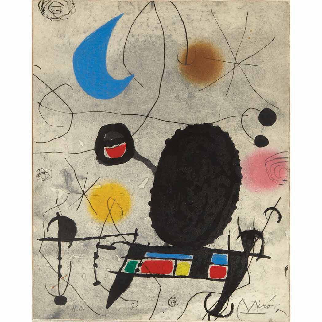 Appraisal: Joan Miro UNTITLED DUPIN Color etching aquatint and carborundum signed