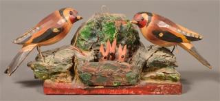 Appraisal: Late Century Folk Art Carving of Nesting Birds Attributed to