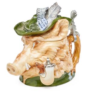 Appraisal: SCHIERHOLZ PORCELAIN FIGURAL STEIN In the form of a boar's