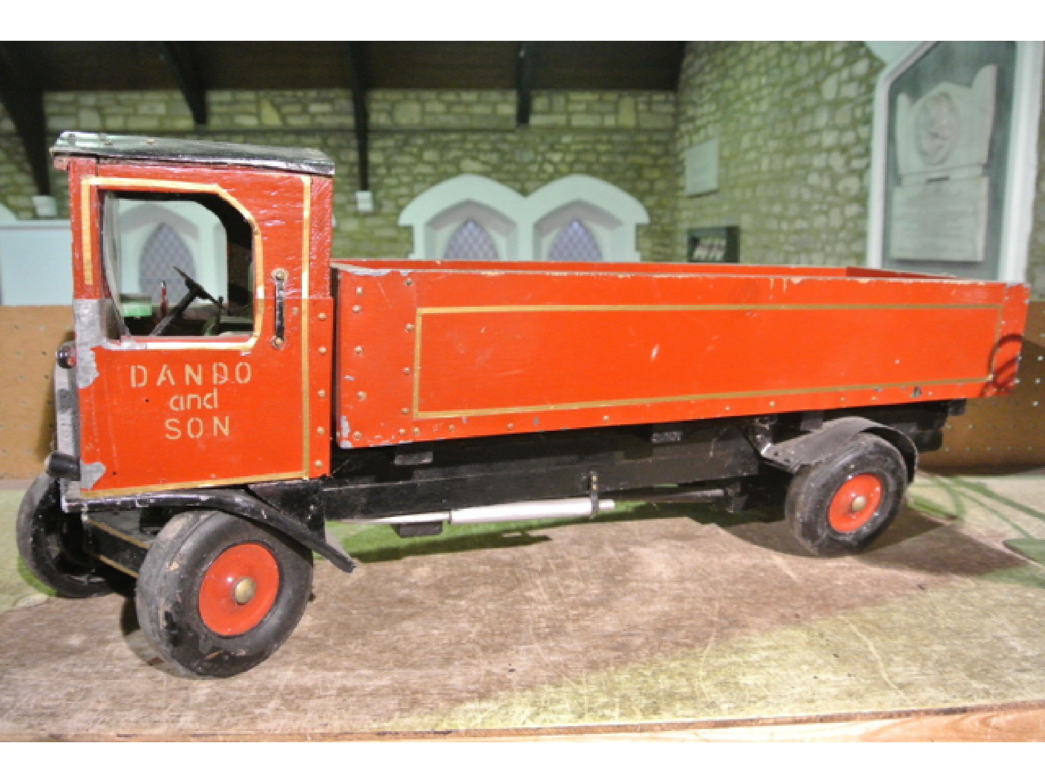 Appraisal: A large vintage model of a truck with painted tin