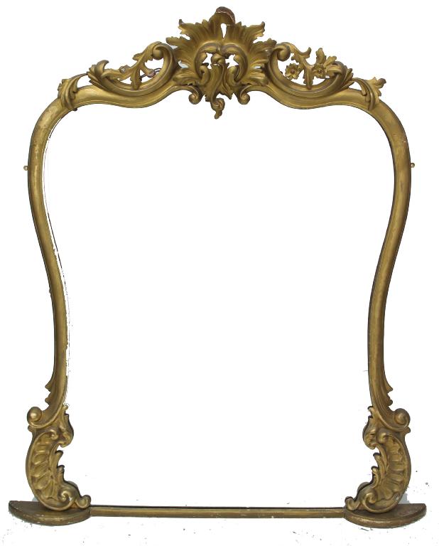 Appraisal: th CENTURY GILT-COMPOSITION OVERMANTEL MIRROR of cartouche shape boldly moulded