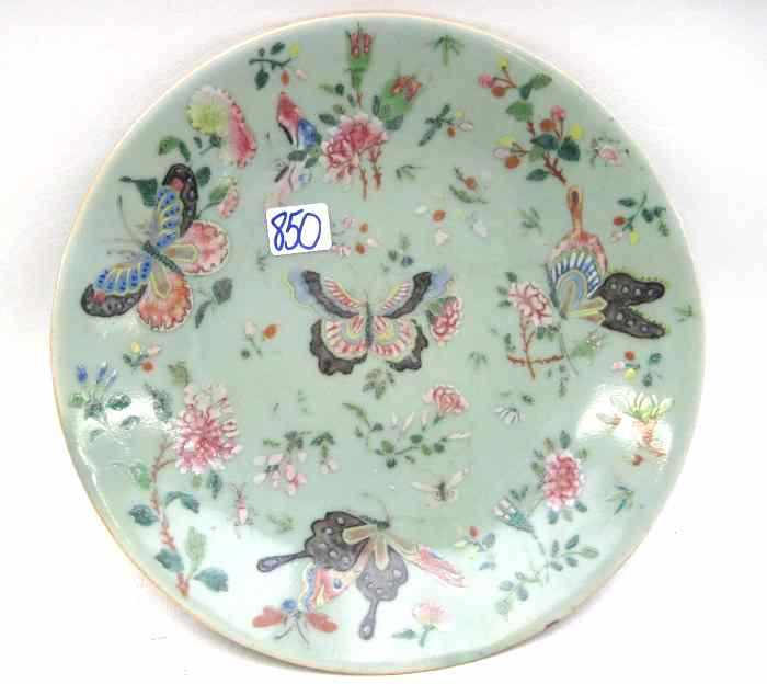 Appraisal: CHINESE FAMILE VERTE PORCELAIN PLATE with floral and butterfly design