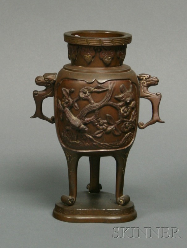 Appraisal: Bronze Vase Japan late th early th century high relief