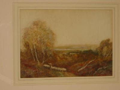 Appraisal: FRED HINES Extensive Landscape with Shepherd and Sheep signed x