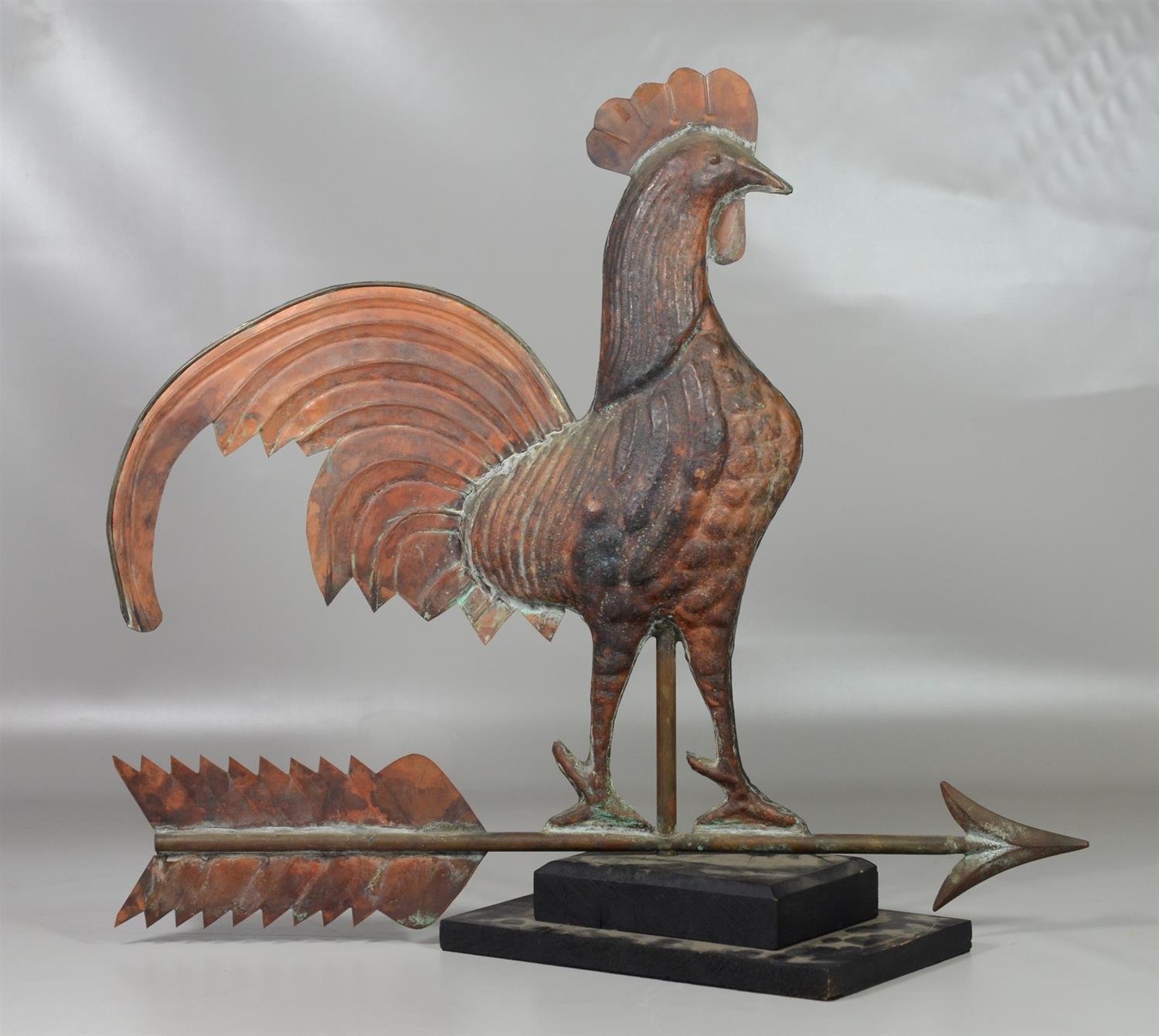 Appraisal: Copper rooster weathervane full body with sheet copper tail comb