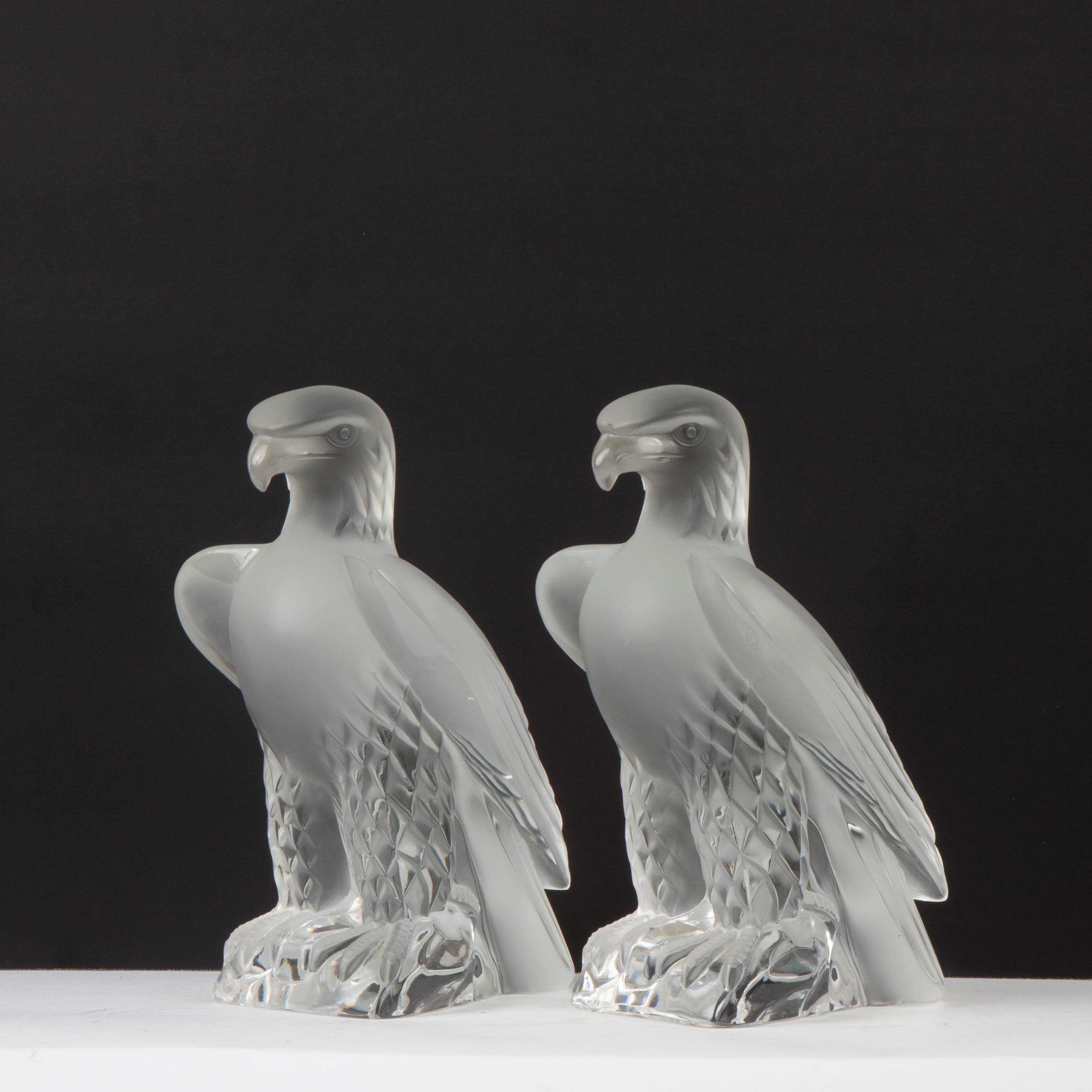 Appraisal: LALIQUE FRANCE PAIR OF 'LIBERTY' EAGLES A matched pair of