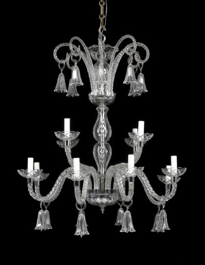 Appraisal: George VI Cut Glass Tiered Twelve-Light Chandelier second quarter th