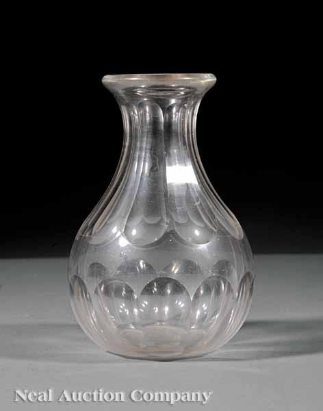 Appraisal: An American Cut and Blown Glass Vase mid- th c