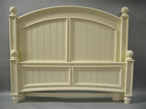 Appraisal: MODERN WHITE PAINTED QUEEN SIZE BED The headboard with arched