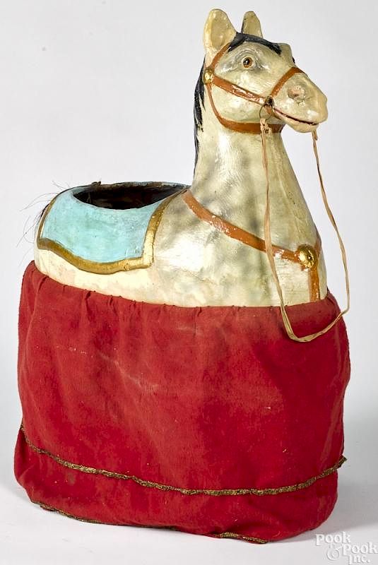 Appraisal: French painted composition horse parade costume French painted composition riding