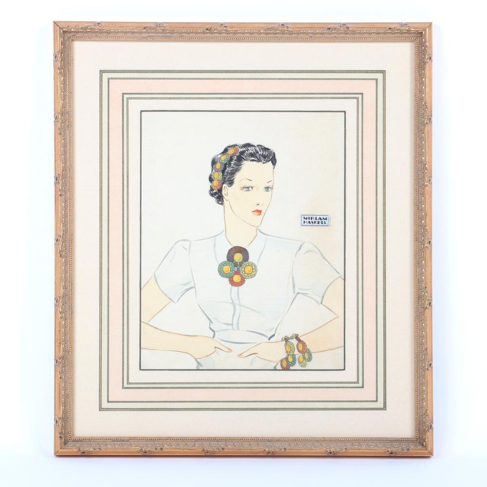 Appraisal: MIRIAM HASKELL ORIGINAL WATERCOLOR ILLUSTRATION DRAWING ADVERTISING PROBABLY BY LARRY