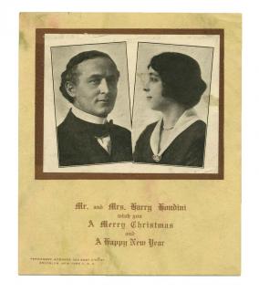 Appraisal: Houdini Harry Photographic Houdini Christmas card Circa Stiff card with