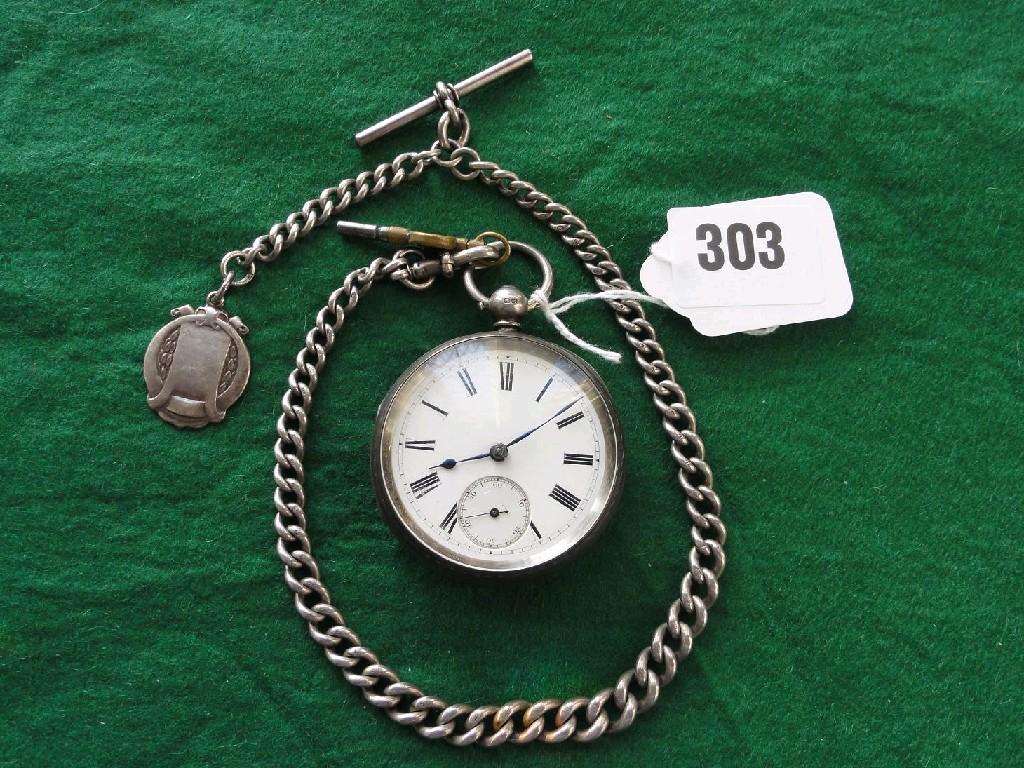 Appraisal: A th century silver pocket watch of engine turned case