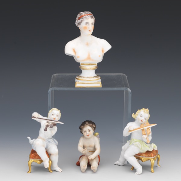 Appraisal: FOUR PORCELAIN FIGURINES BY ROSENTHAL AND CAPODIMONTE Two retro Rosenthal