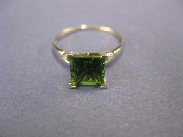 Appraisal: Platinum Chrome Tourmaline Ring rich carat square gem with diamond