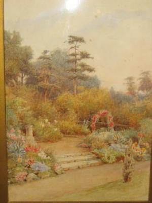 Appraisal: THOMAS NICHOLSON TYNDALE - Garden Scene in Summer signed watercolour