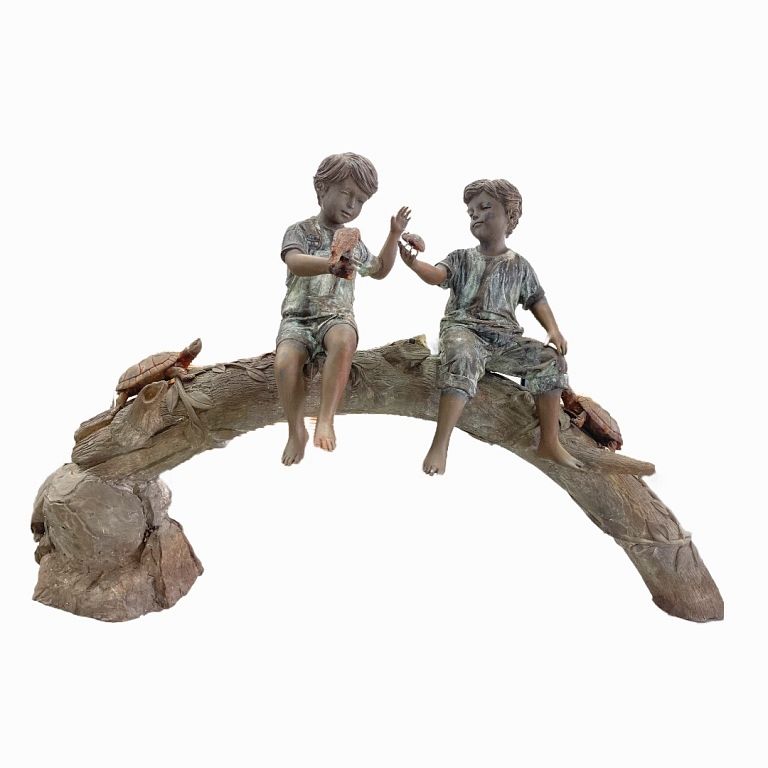 Appraisal: Bronze Garden Sculpture Contemporary large patina bronze sculpture featuring two