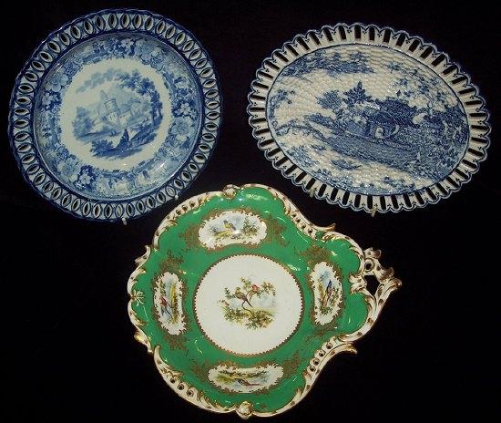 Appraisal: A Chetham and Woolley oval blue and white plate decorated