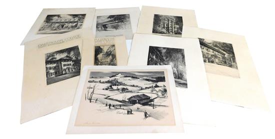 Appraisal: Dartmouth College Hanover NH prints most by Louis Orr eight