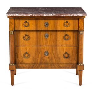 Appraisal: An Austrian Neoclassical Walnut Marble-Top Commode th Century Height x