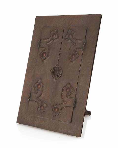 Appraisal: A Jauchen's Olde Copper Shop hammered copper frame early th