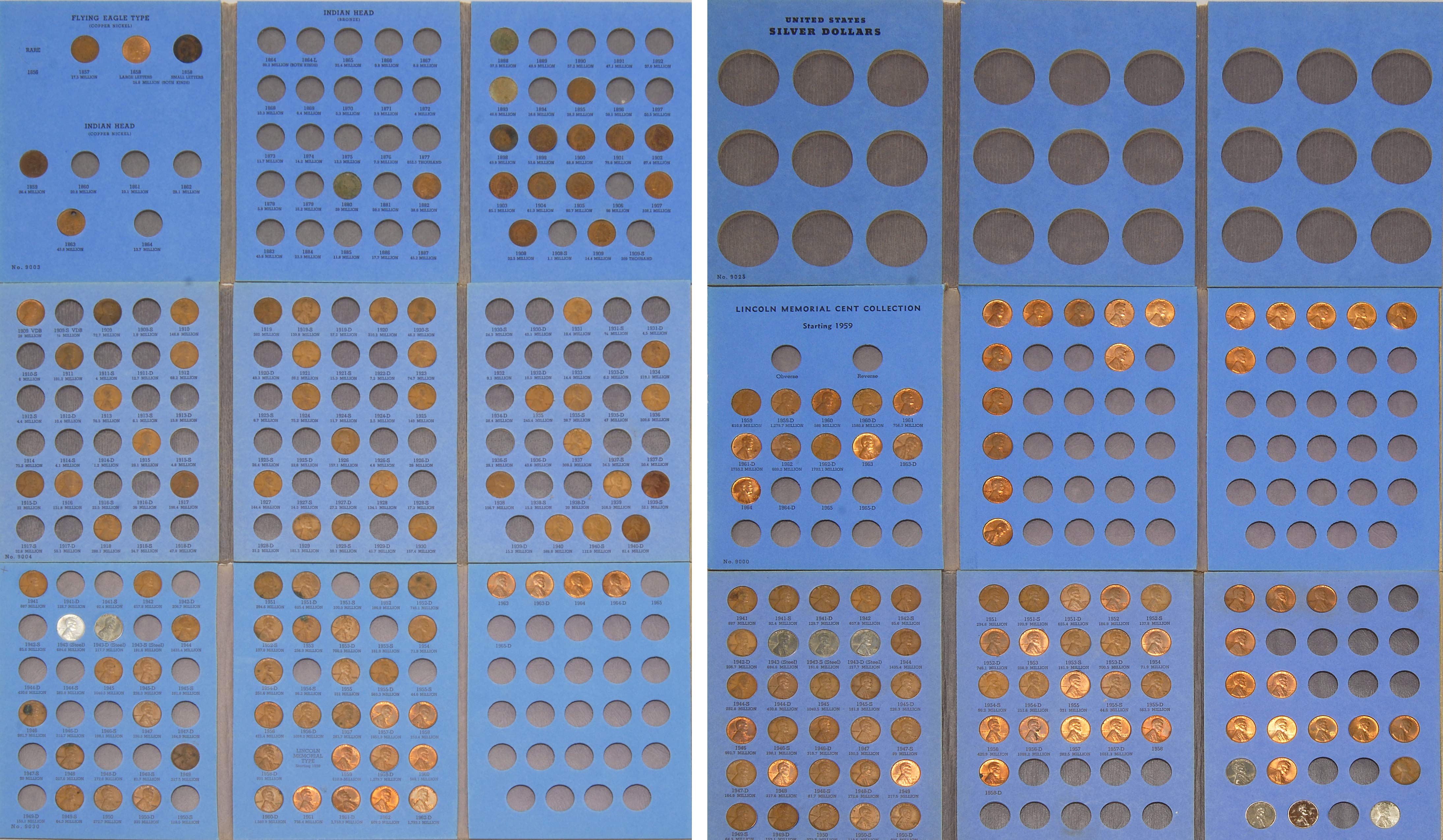 Appraisal: COLLECTION OF SMALL CENTS IN BLUE BOOKS Mostly Lincoln Some