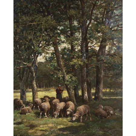 Appraisal: Charles Emile Jacque French - Shepherdess and Her Flock Estimate