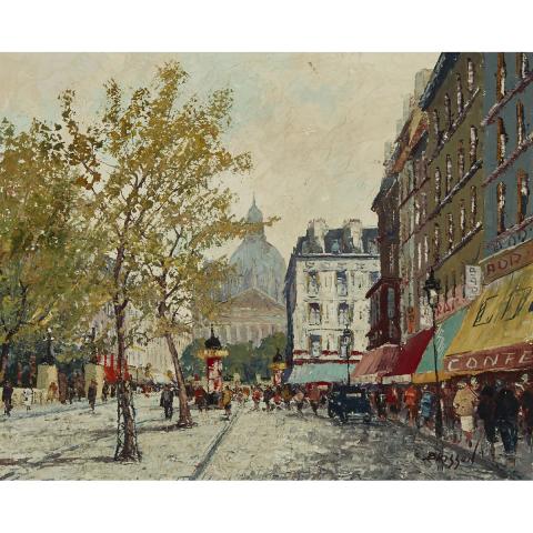 Appraisal: Maurice Brisson - PARIS STREET SCENE FRENCH Oil on canvas